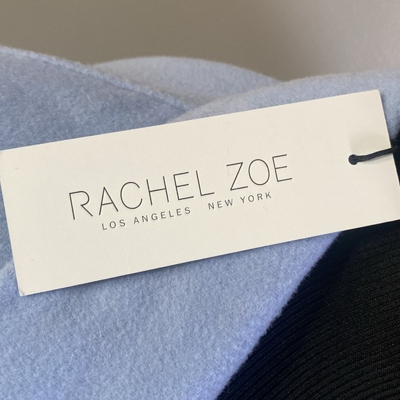 Rachel Zoe Light Blue Wool Blend Open Front Jacket Coat Lightweight Sz L NWT - Picture 9 of 9